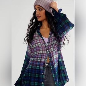 Free People grunge button down NWT